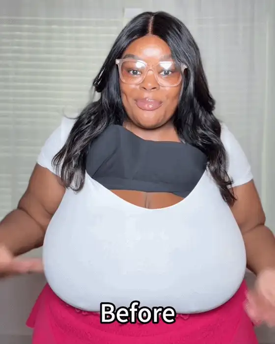 Before and after: the bust sits higher and rounder with the bra on
